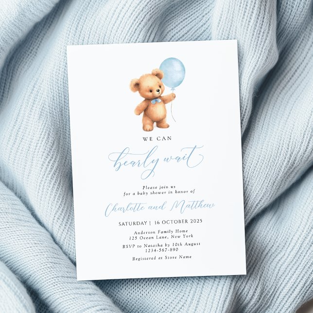 Invitación Podemos Esperar A La Baby Shower De Blue Balloon B (Subido por el creador)