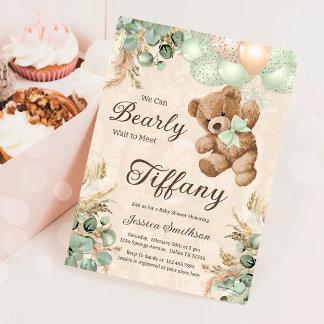 Invitación Podemos Esperar A La Baby Shower De Green Teddy Be