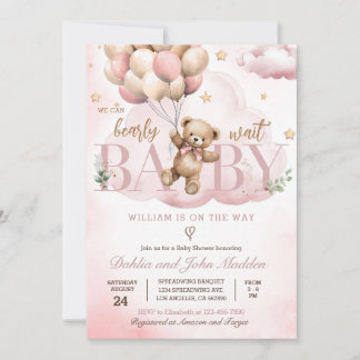 Invitación Podemos Esperar A La Baby Shower De Teddy Bear Ros