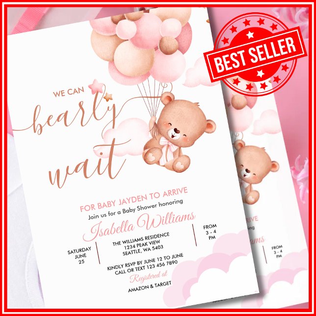 Invitación Podemos Esperar A La Baby Shower De Teddy Bear Ros (Subido por el creador)