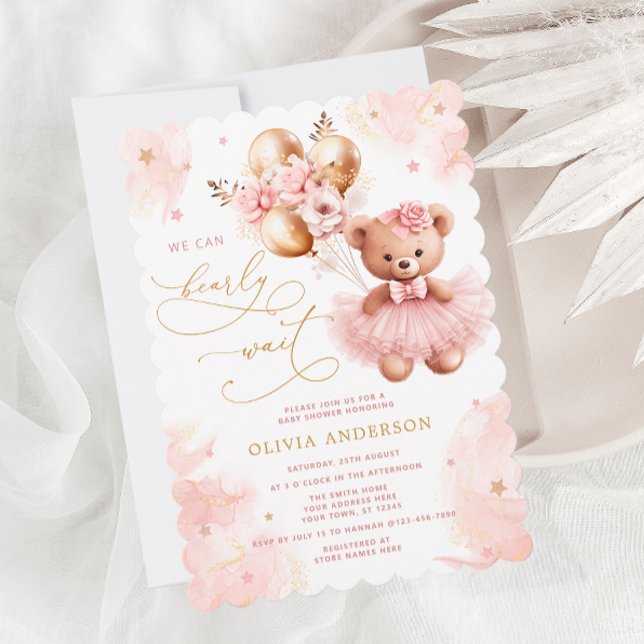 Invitación Podemos Esperar A La Baby Shower De Teddy Bear Ros (Subido por el creador)