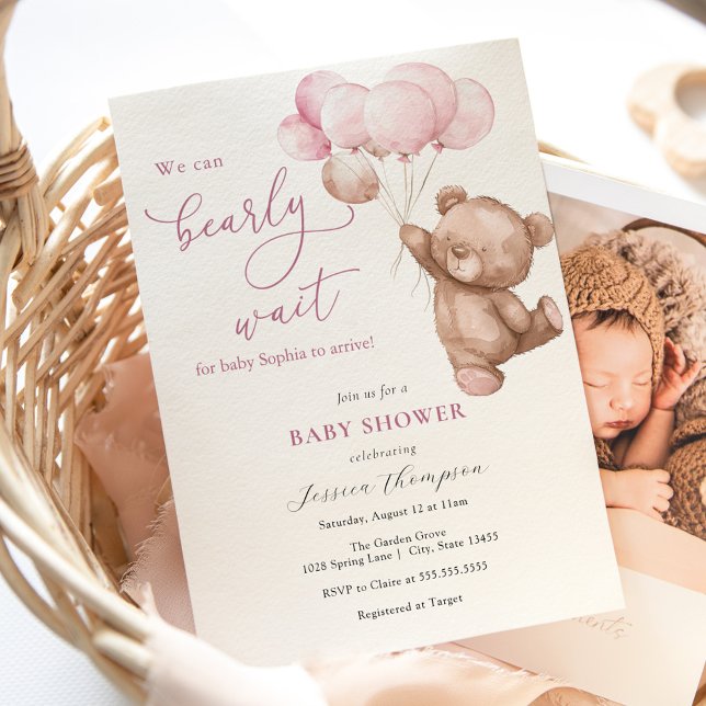 Invitación Podemos Esperar A La Baby Shower De Teddy Bear Ros (Subido por el creador)