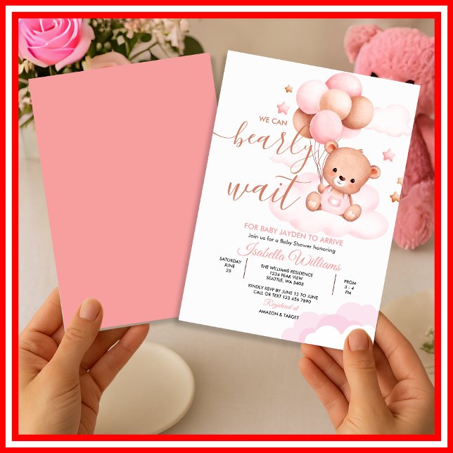 Invitación Podemos Esperar A La Baby Shower De Teddy Bear Ros (Subido por el creador)