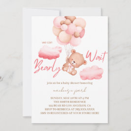 Invitación Podemos Esperar A La Baby Shower Del Oso Rosado