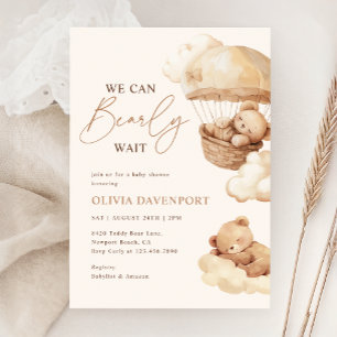 Invitación Podemos Esperar A La Baby Shower Neutral Teddy Bea