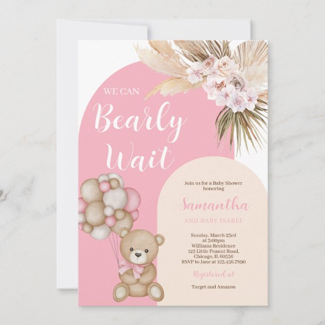 Invitación Podemos esperar a la Chica Baby Shower (Anverso)