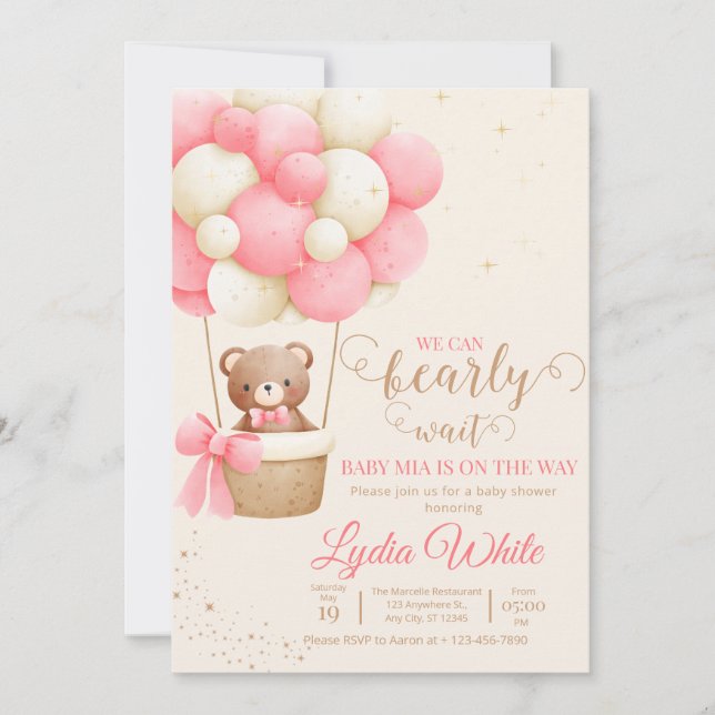 Invitación Podemos Esperar A La Chica De Baby Shower Teddy Be (Anverso)