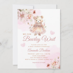 Invitación Podemos Esperar A La Chica Teddy Bear Baby Shower