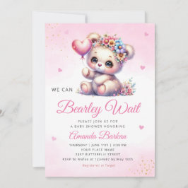 Invitación Podemos Esperar A La Chica Teddy Bear Baby Shower