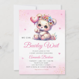 Invitación Podemos Esperar A La Chica Teddy Bear Baby Shower