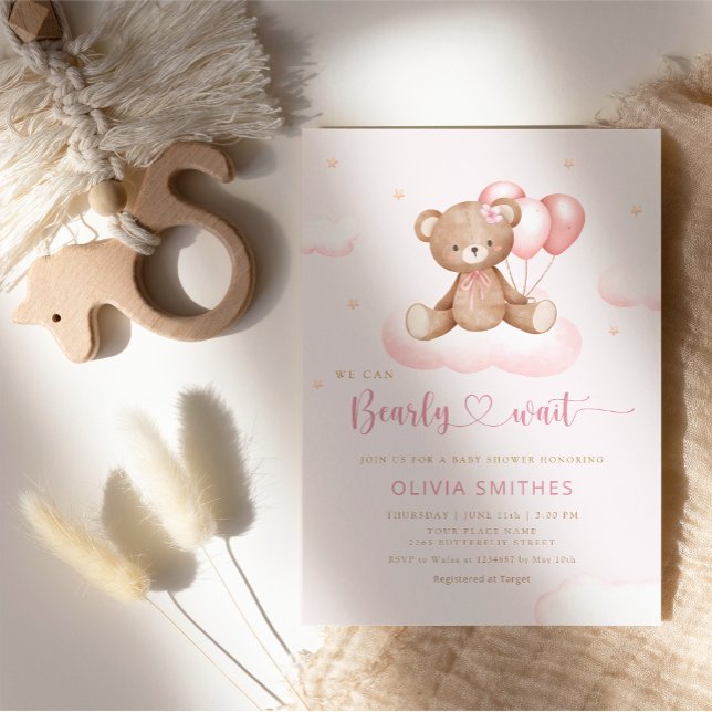 Invitación Podemos Esperar A La Chica Teddy Bear Baby Shower (Subido por el creador)