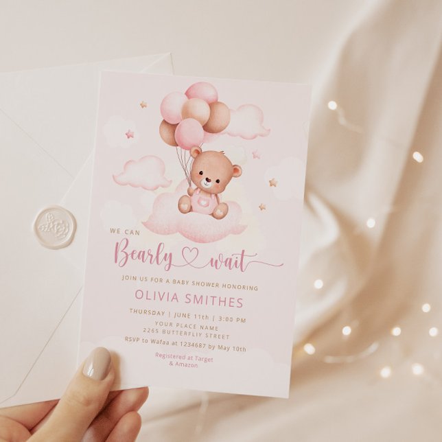 Invitación Podemos Esperar A La Chica Teddy Bear Baby Shower (Subido por el creador)