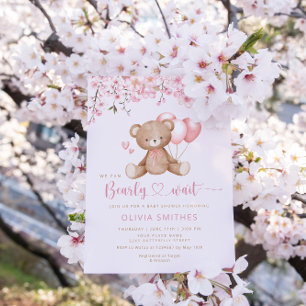 Invitación Podemos Esperar A La Chica Teddy Bear Baby Shower