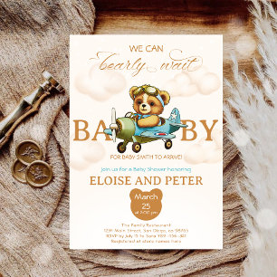 Invitación Podemos esperar a la ducha de bebé de Pilot Teddy