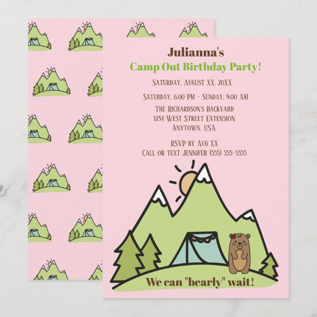 Invitación Podemos Esperar A La Fiesta De Cumpleaños De Pink  (Anverso / Reverso)