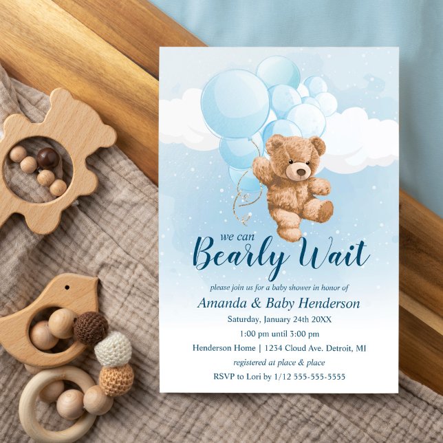 Invitación Podemos esperar a la muerte de Blue Teddy Bear Bab (Subido por el creador)