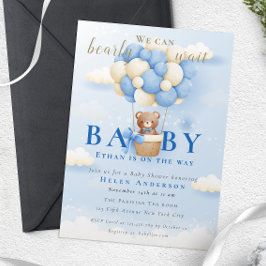 Invitación Podemos esperar a la muerte de Blue Teddy Bear Bab