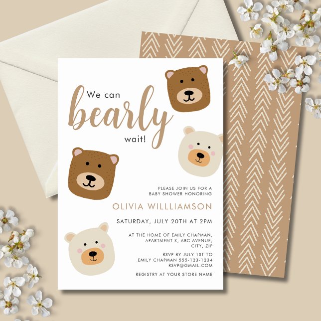 Invitación Podemos esperar a los chicos Baby Shower (We can bearly wait, gender neutral baby shower invitation. Matching products available.)