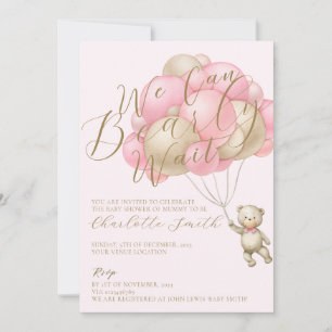 Invitación Podemos Esperar A Los Globos De Oso De Teddy Baby