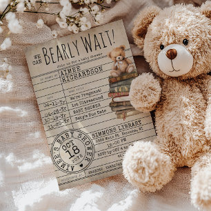 Invitación Podemos Esperar A Los Libros Vintage Tema Baby Sho