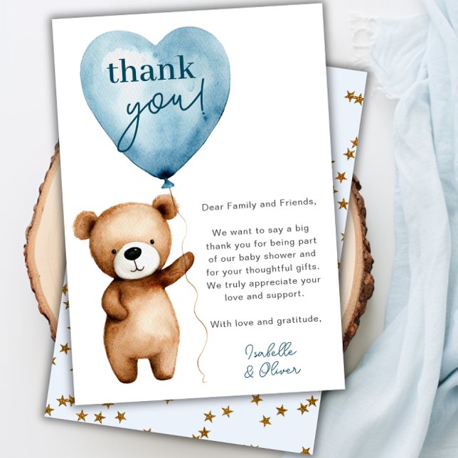 Invitación Podemos Esperar A Muchacho Baby Shower Gracias Tar (We Can Bearly Wait Boy Baby Shower Thank You Card)