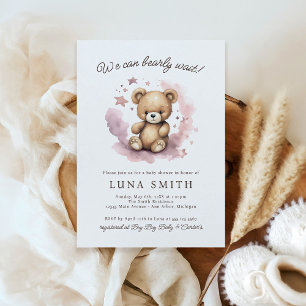 Invitación Podemos Esperar A Pastel De Baby Shower Rosa