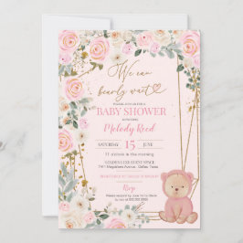 Invitación Podemos Esperar A Pink Teddy Bear Baby Shower Inv