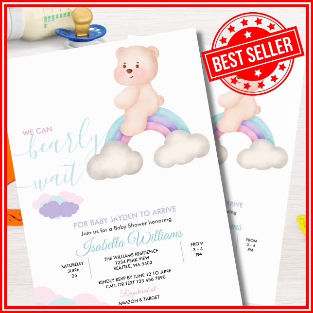 Invitación Podemos esperar a que Baby Shower sea neutral desd (Subido por el creador)