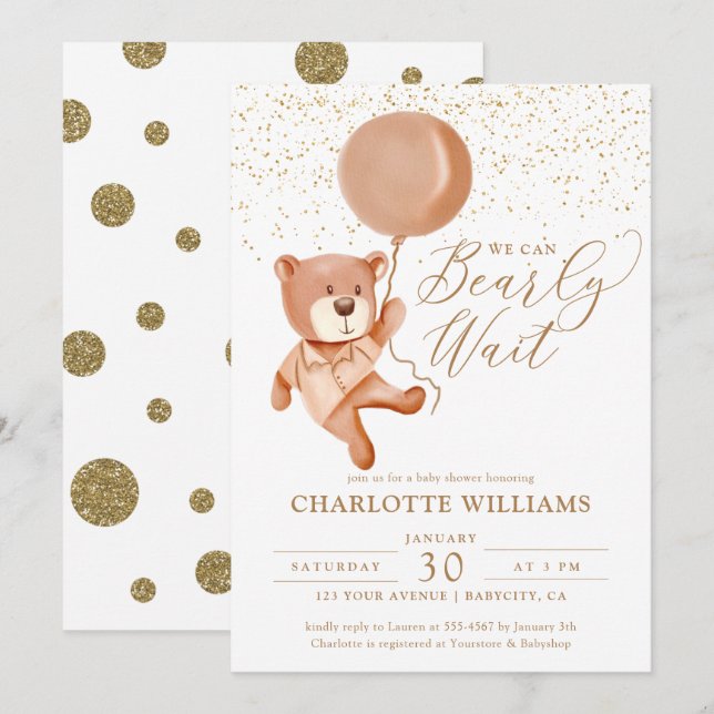 Invitación Podemos esperar a que Baby Shower sea neutral desd (Anverso / Reverso)