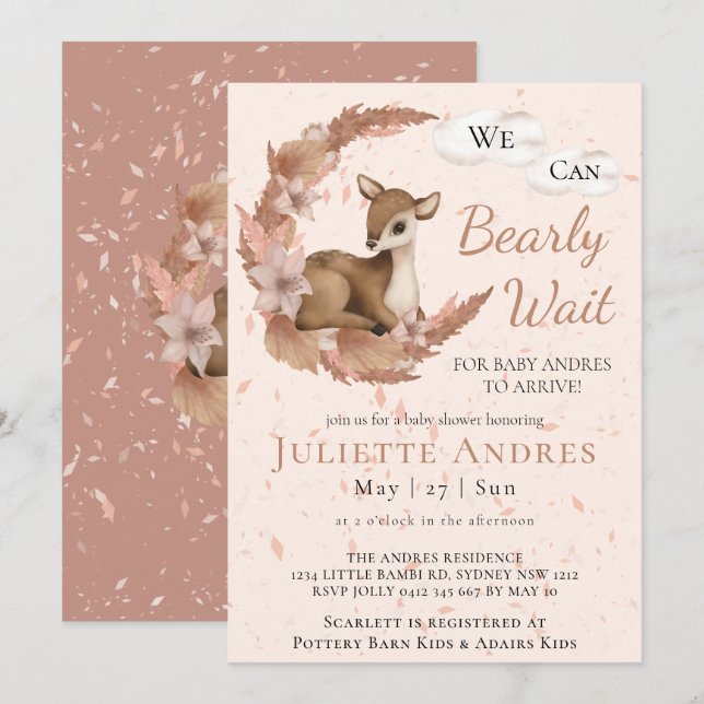 Invitación Podemos esperar a que Bambi sea lindo Baby Shower  (Anverso / Reverso)