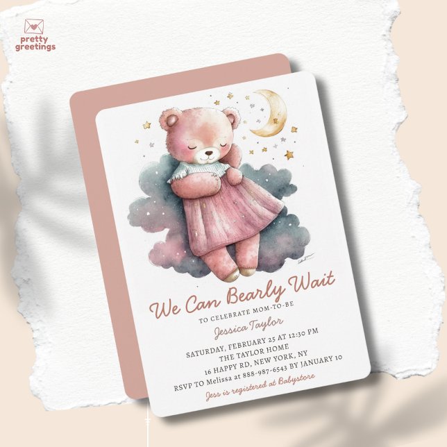 Invitación Podemos esperar a que duerma el oso Chica Baby Sho (Subido por el creador)