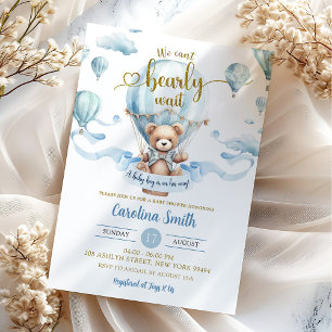 Invitación Podemos Esperar A Que El Aire De Bear Con Baby Sho