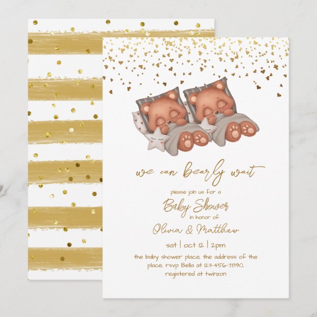 Invitación Podemos esperar a que el Baby Shower sea neutral e (Anverso / Reverso)