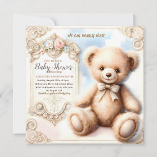 Invitación Podemos esperar a que el lindo Teddy Bear Baby Sho