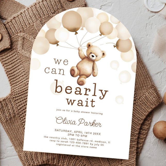 Invitación Podemos Esperar A Que Teddy Bear Arco Baby Shower (Subido por el creador)