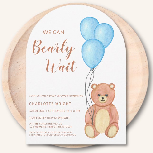 Invitación Podemos Esperar A Que Teddy Bear Arco Baby Shower (Subido por el creador)