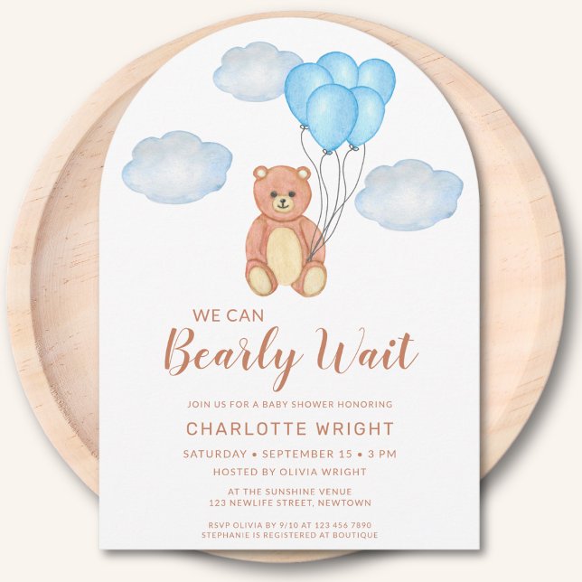 Invitación Podemos Esperar A Que Teddy Bear Arco Baby Shower (Subido por el creador)