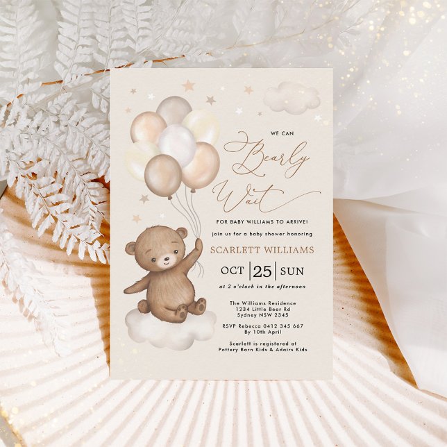 Invitación Podemos esperar a que Teddy Bear Baby Shower neutr (Subido por el creador)