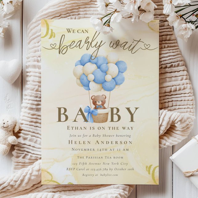 Invitación Podemos esperar a que Teddy Bear Baby Shower neutr (Subido por el creador)