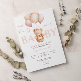 Invitación Podemos esperar a que Teddy Bear Baby Shower Pink