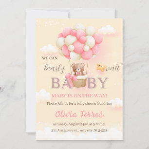 Invitación Podemos esperar a que Teddy Bear Baby Shower Pink