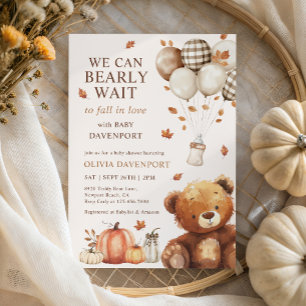 Invitación Podemos Esperar A Que Teddy Bear Cae Baby Shower