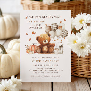 Invitación Podemos Esperar A Que Teddy Bear Cae Baby Shower