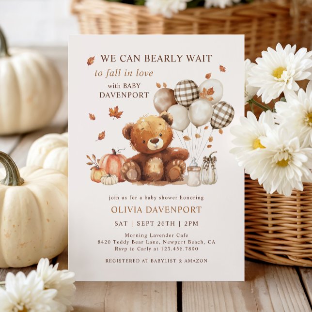 Invitación Podemos Esperar A Que Teddy Bear Cae Baby Shower (Subido por el creador)