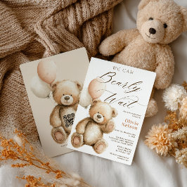 Invitación Podemos esperar a que Teddy Bear código QR Baby Sh