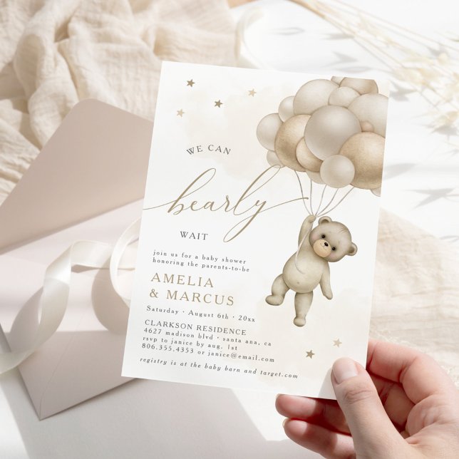 Invitación Podemos Esperar A Que Teddy Bear Ducha Neutral (Subido por el creador)
