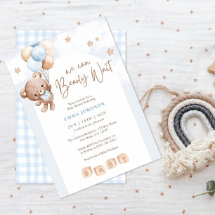 Invitación Podemos Esperar A Teddy Bear Baby Boy Shower