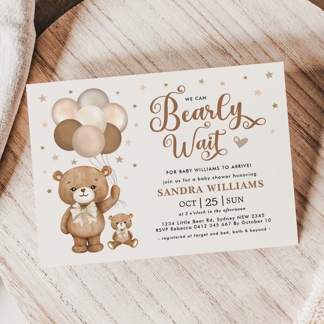Invitación Podemos Esperar A Teddy Bear Baby Shower Neutral (Subido por el creador)