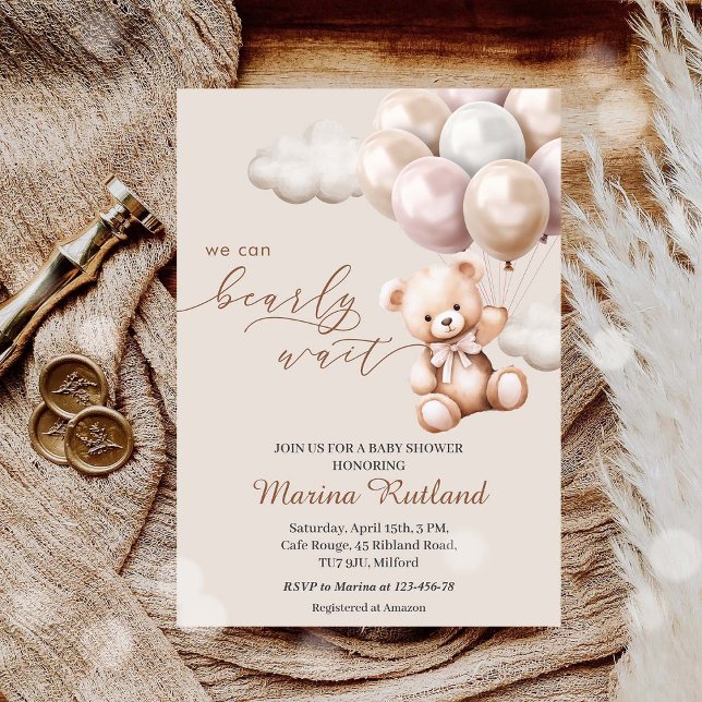 Invitación Podemos Esperar A Teddy Bear Baby Shower Neutral (Subido por el creador)