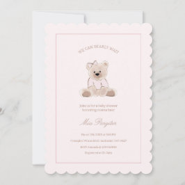 Invitación Podemos Esperar A Teddy Bear Baby Shower Rosa